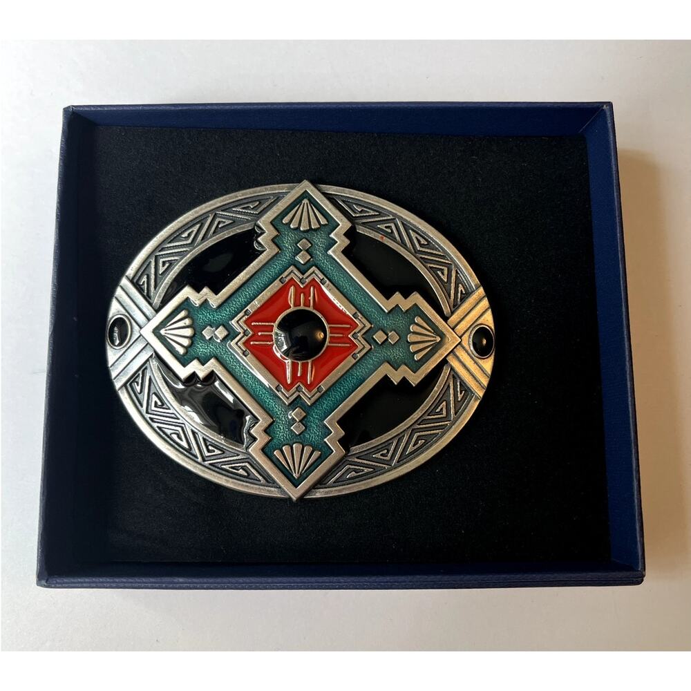 Jean's Friend Native American Southwest Cross Silver Plated Belt Buckle
